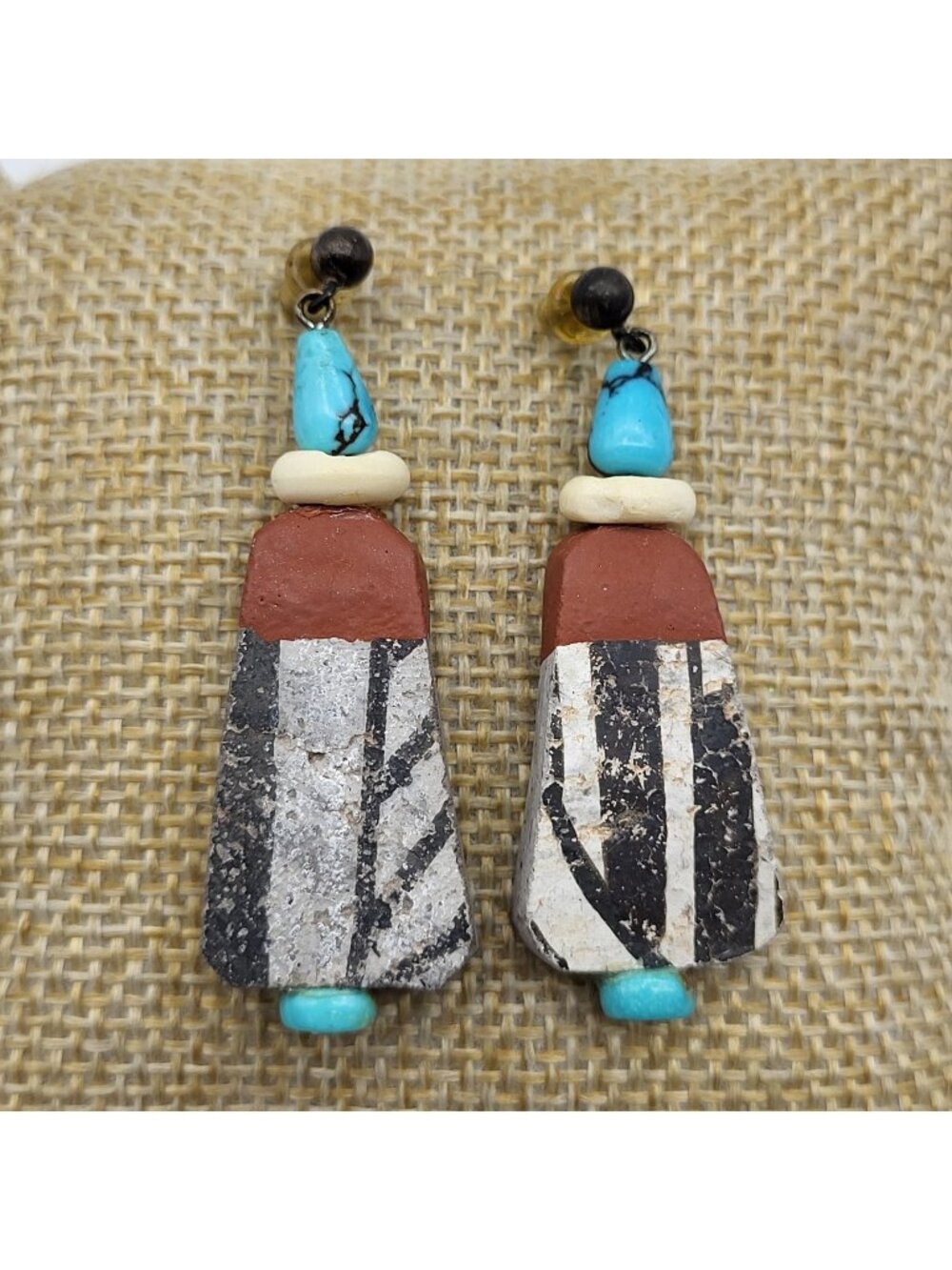 Vintage Sterling Silver Native American Turquoise earrings Stud Pierced Pueblo